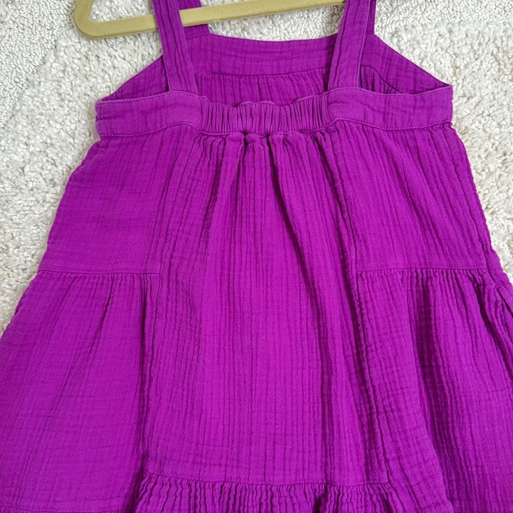 Gap Kids Crinkle Gauze Tiered Dress Fuchsia Rose S